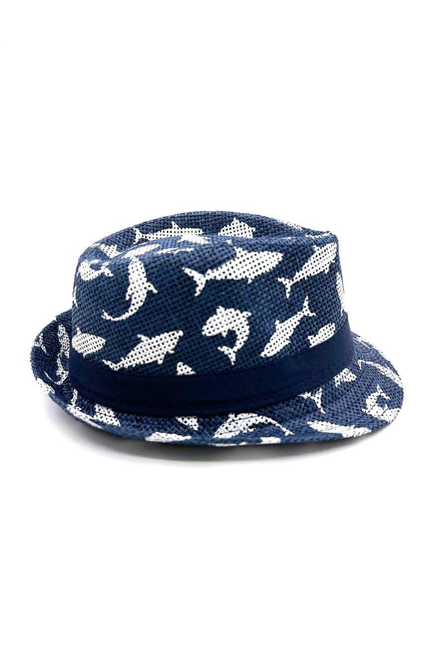 Kids Navy Summer Straw Shark Hat Fedora Beach Sun Hat