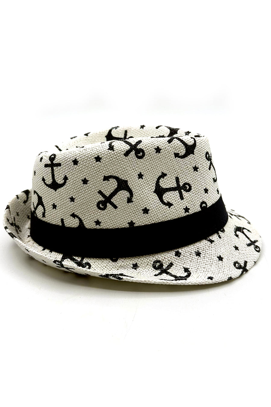Kids White Summer Straw Anchor Hat Fedora Beach Sun Hat