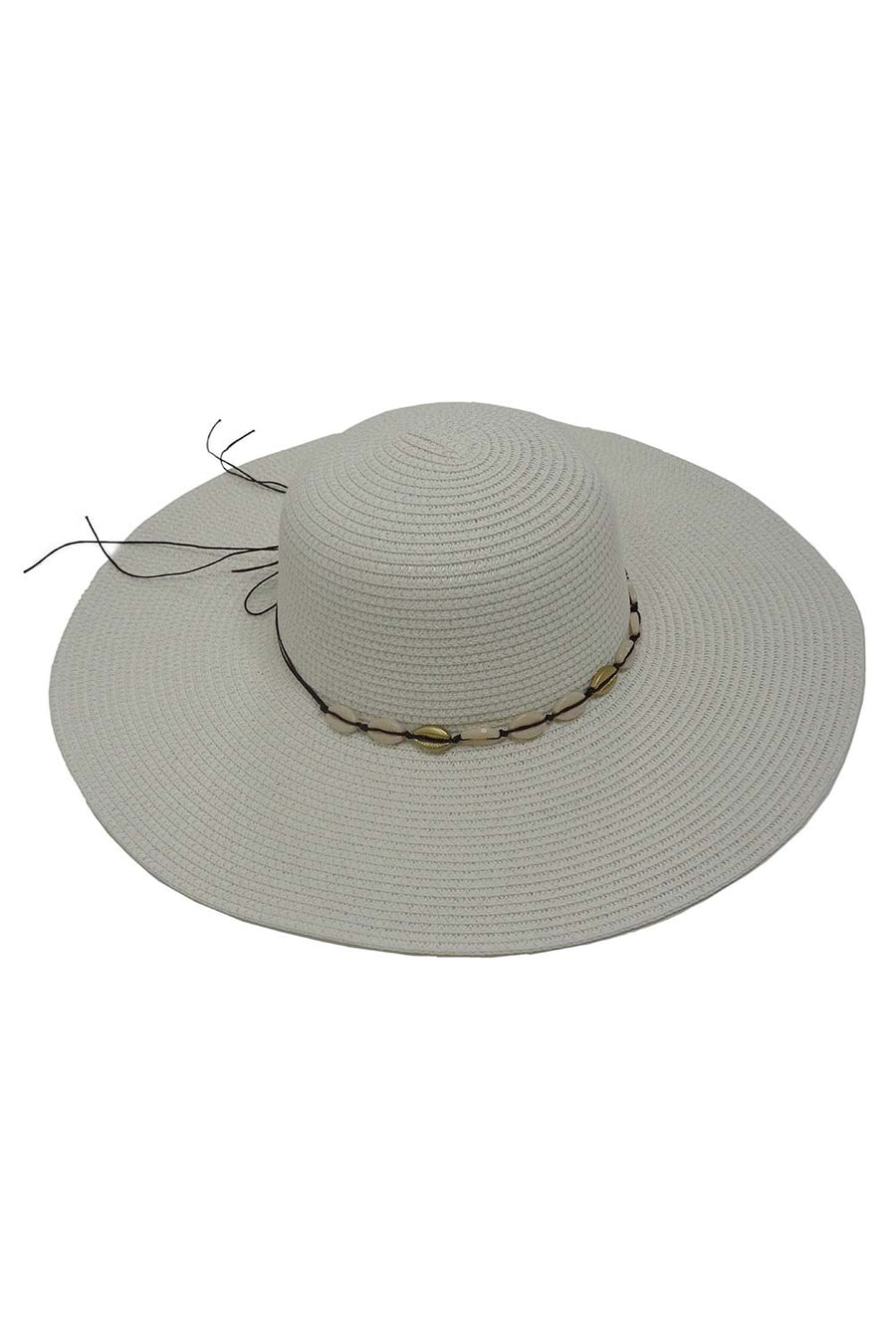 Women’s Floppy Sun Straw Hat with Wide Brim and Seashell Band