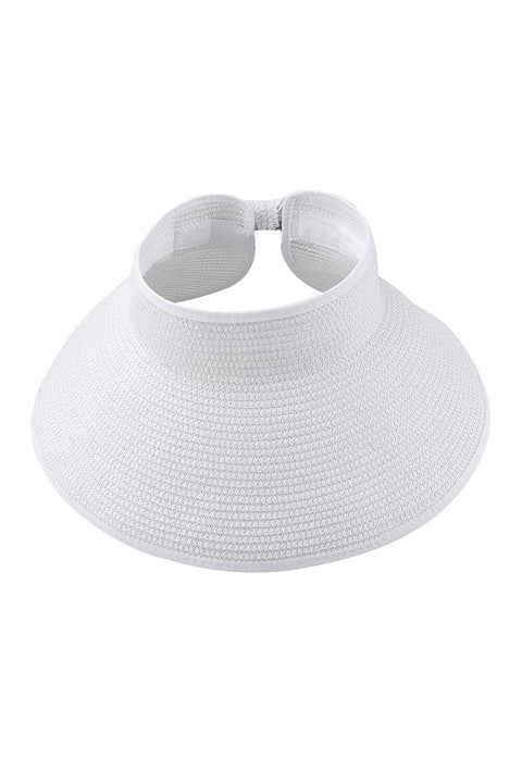 Sun Visor Hats with Wide Brim Foldable Straw Roll Up Summer Beach for Women