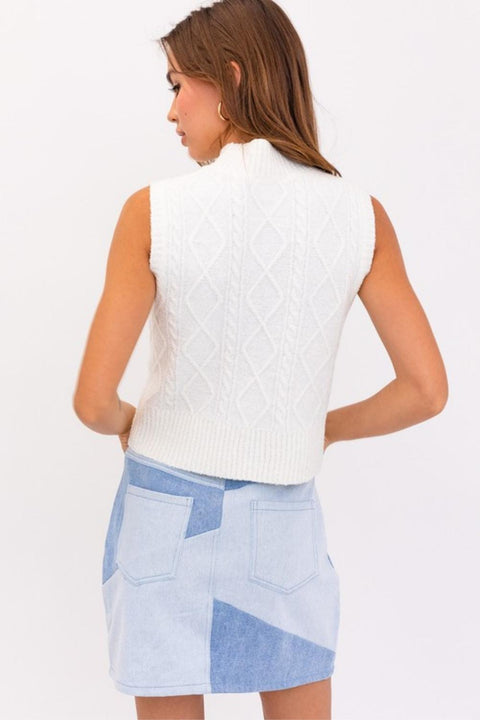 Women's Sleeveless Cable Sweater Top