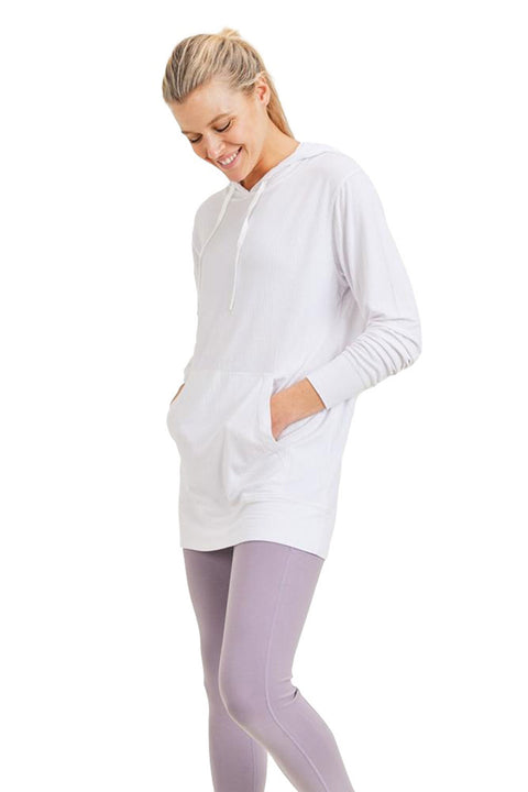 Women's Longline Essential Active Hoodie Pullover, White