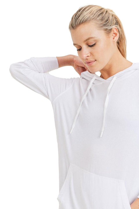 Women's Longline Essential Active Hoodie Pullover, White