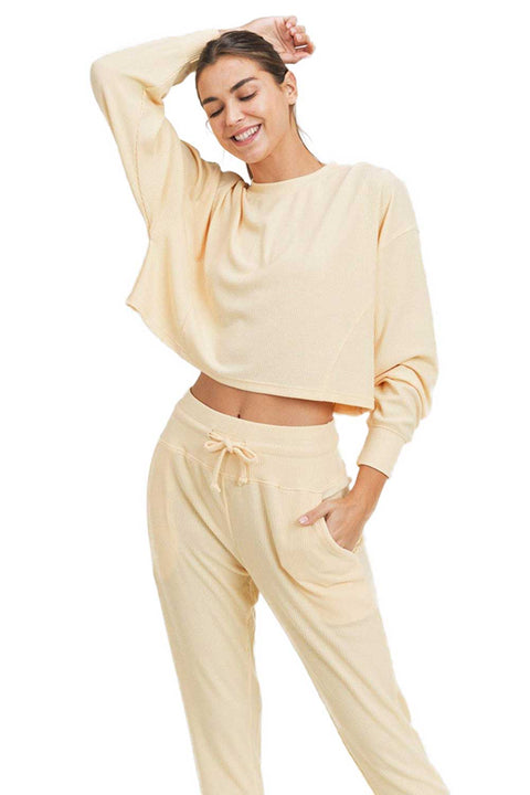 Women's All-Over Ribbed Cropped Pullover