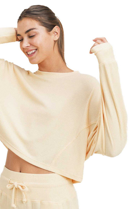 Women's All-Over Ribbed Cropped Pullover