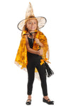 3-Piece Witch Costume Set Cape Wand and Hat, Orange - Vacay Land 