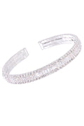 Women's Diamond CZ Cubic Zirconia Bracelet Silver Baguette Memory Wire with an Open Cuff - Vacay Land 