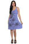 Women's Cotton Missy Dress, Purple, Palm Tree Print
