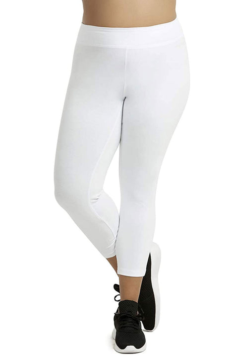 Women's Cotton Capri Leggings Plus Size, White