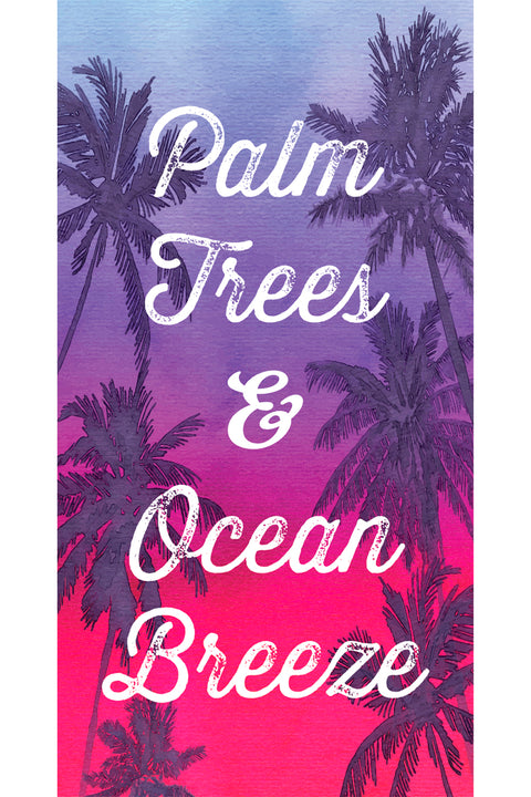 Cotton Velour Beach Towel, Palm Tree & Ocean Breeze