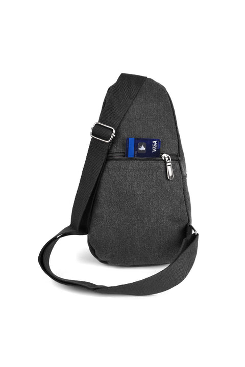 Crossbody Canvas Charcoal Sling Bag Backpack with Adjustable Strap
