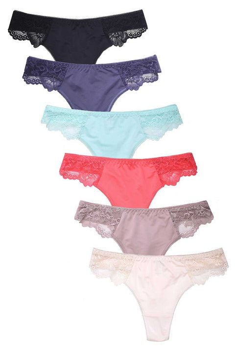 Women's Thong Panty, 6 pcs pack