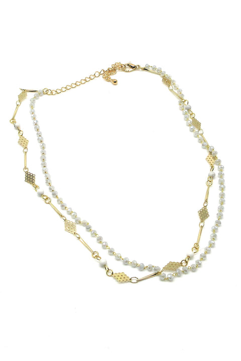 Women's Double Layer Crystal Bead Gold Chain Choker