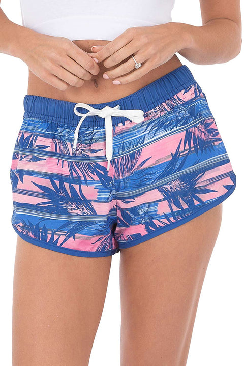 Women’s Running Blue 4 Way Stretch Quick-Dry Shorts, Tropical