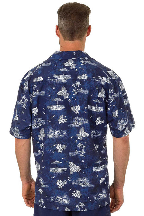 Men's Hawaiian Casual Shirt, Palm Beach Print