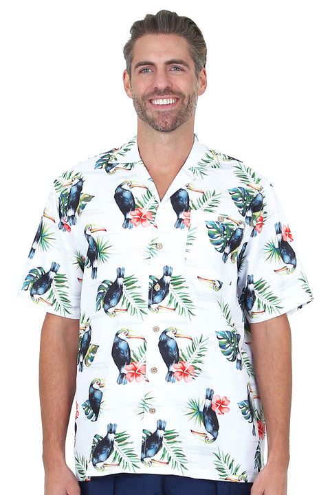 Men's Hawaiian Casual Party Shirt, Toucan Print