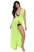 Women's Sleeveless Sheer Front Tie Neon Beach Swimsuit Cover Up Dress, Green/Orange/Coral