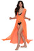 Women's Sleeveless Sheer Front Tie Neon Beach Swimsuit Cover Up Dress, Green/Orange/Coral