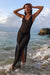 Women's Long See Through Woven Netted Backless Swimsuit Cover Up Dress
