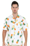 Men's Hawaiian Party Shirt, Pineapples Print - Vacay Land 