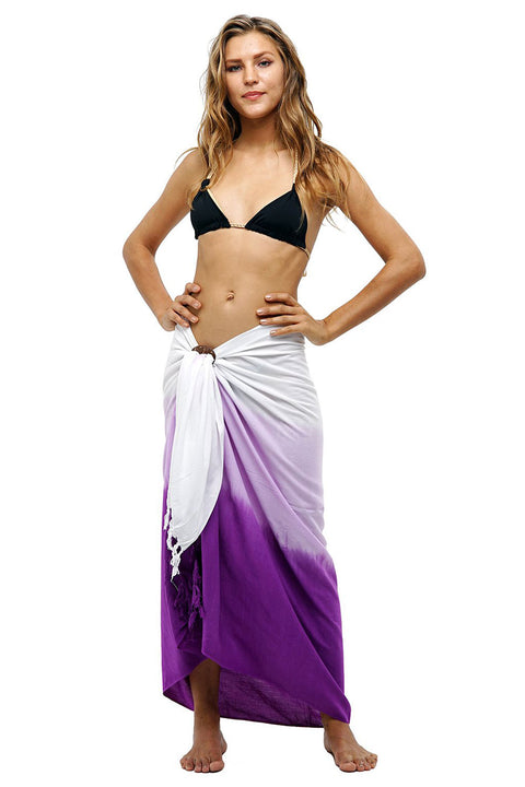 Colorful Dip Dye Beach Wrap Sarong With Fringe