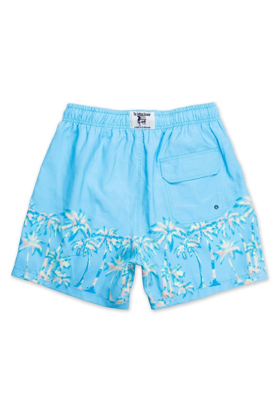 Blue Men's Swimming Trunks With Palm Trees - Vacay Land 