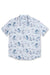 Men's Short Sleeve Button-Down With All Over Design Mint Rayon Shirt, Palm Trees, Boats Print