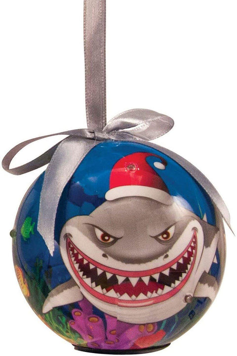 Blinking Christmas Ball Ornament, Santa Shark