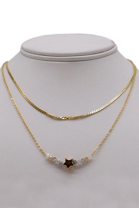 Women's Double Layer with Star and Beads Charms